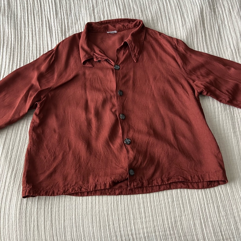 CP Shades top, button up size medium burnt orange color - Picture 3 of 8